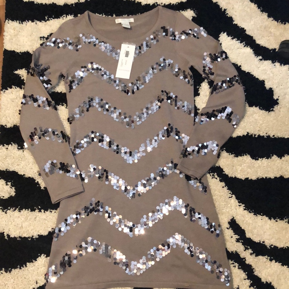 Design History Zig Zag Sequin Mini Knit Dress NWT